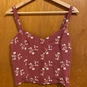 Pink floral cropped tank